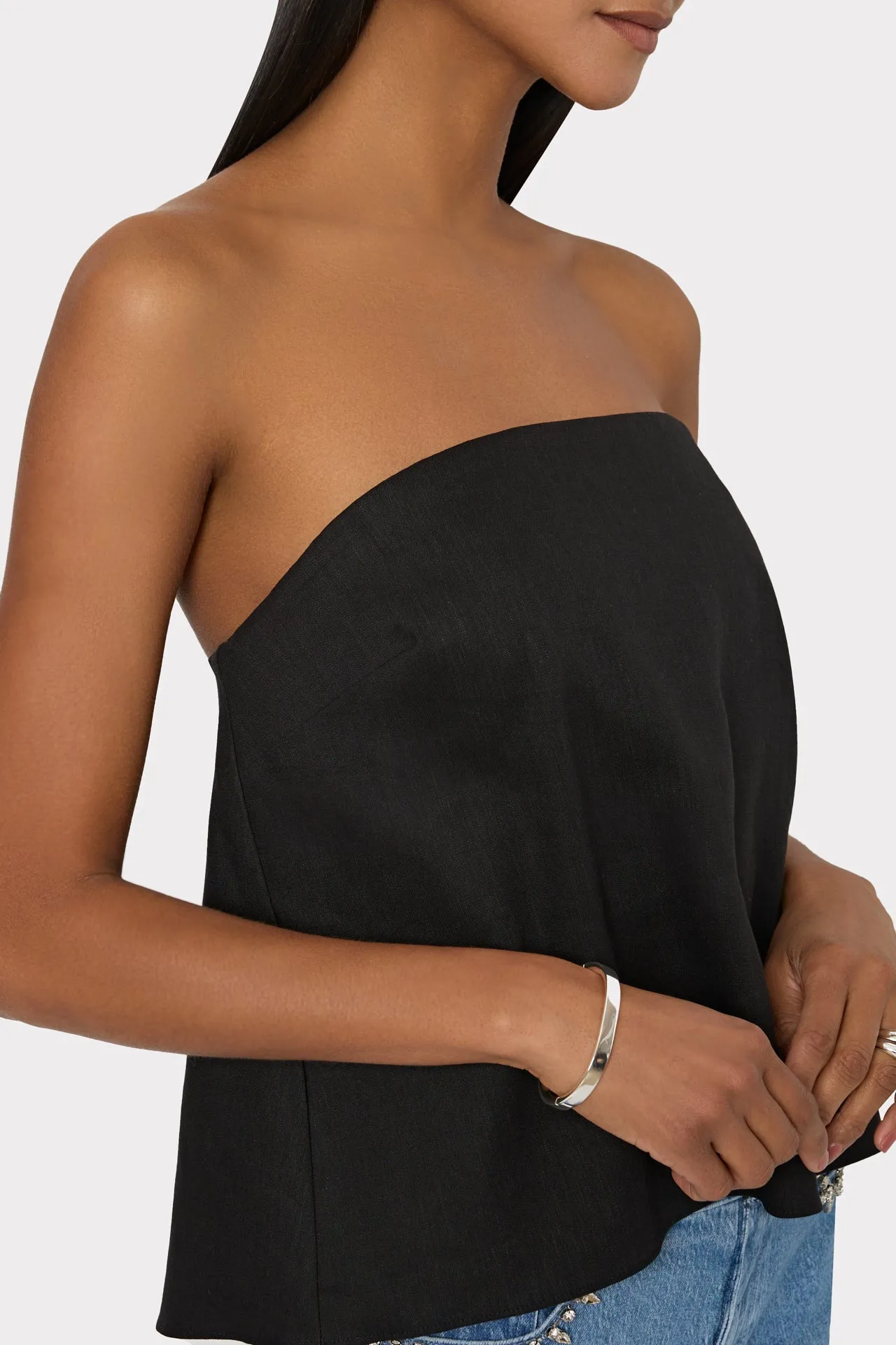 Solid Linen Strapless Top sold by Milly product image thumbnail 3