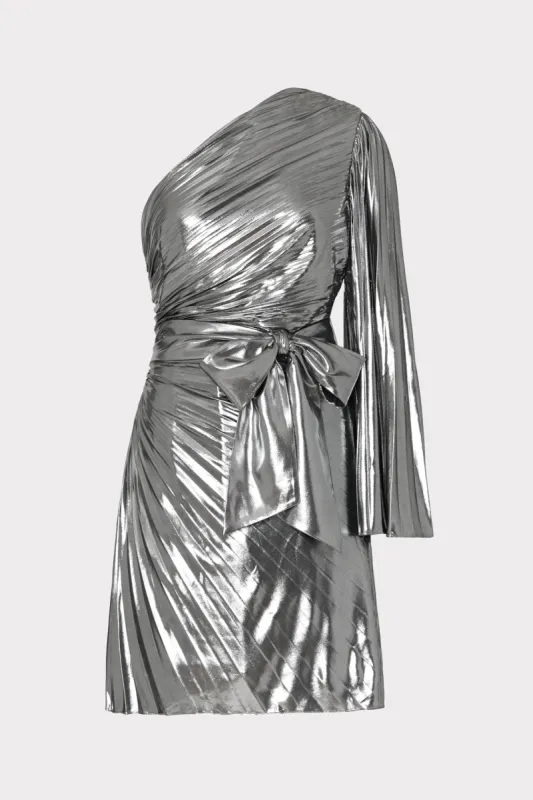 Linden Pleated Lame Dress sold by Milly