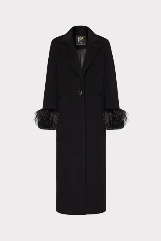 Faux Fur And Feather Trim Coat sold by Milly
