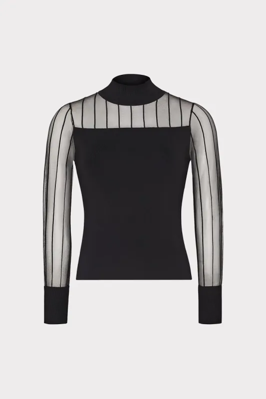 Krissy Sheer Knit Mockneck Top sold by Milly