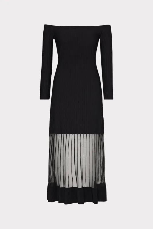 Off The Shoulder Sheer Knit Mini Dress sold by Milly