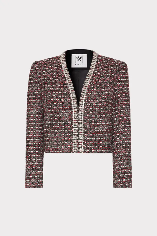 Amaya Tweed Crystal Embellished Jacket made by Milly