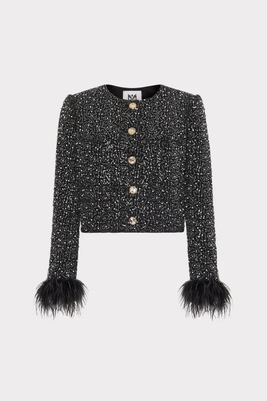 Aya Beaded Tweed Jacket made by Milly