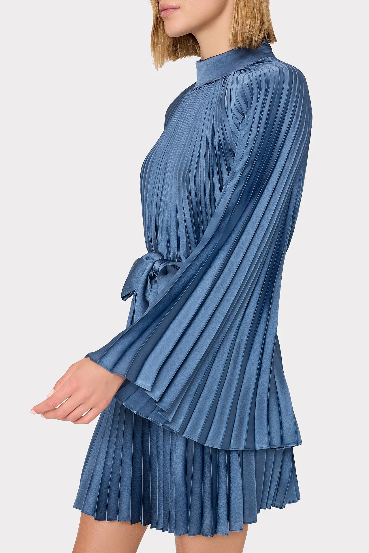 Nandi Mock Neck Pleated Dress sold by Milly product image thumbnail 3