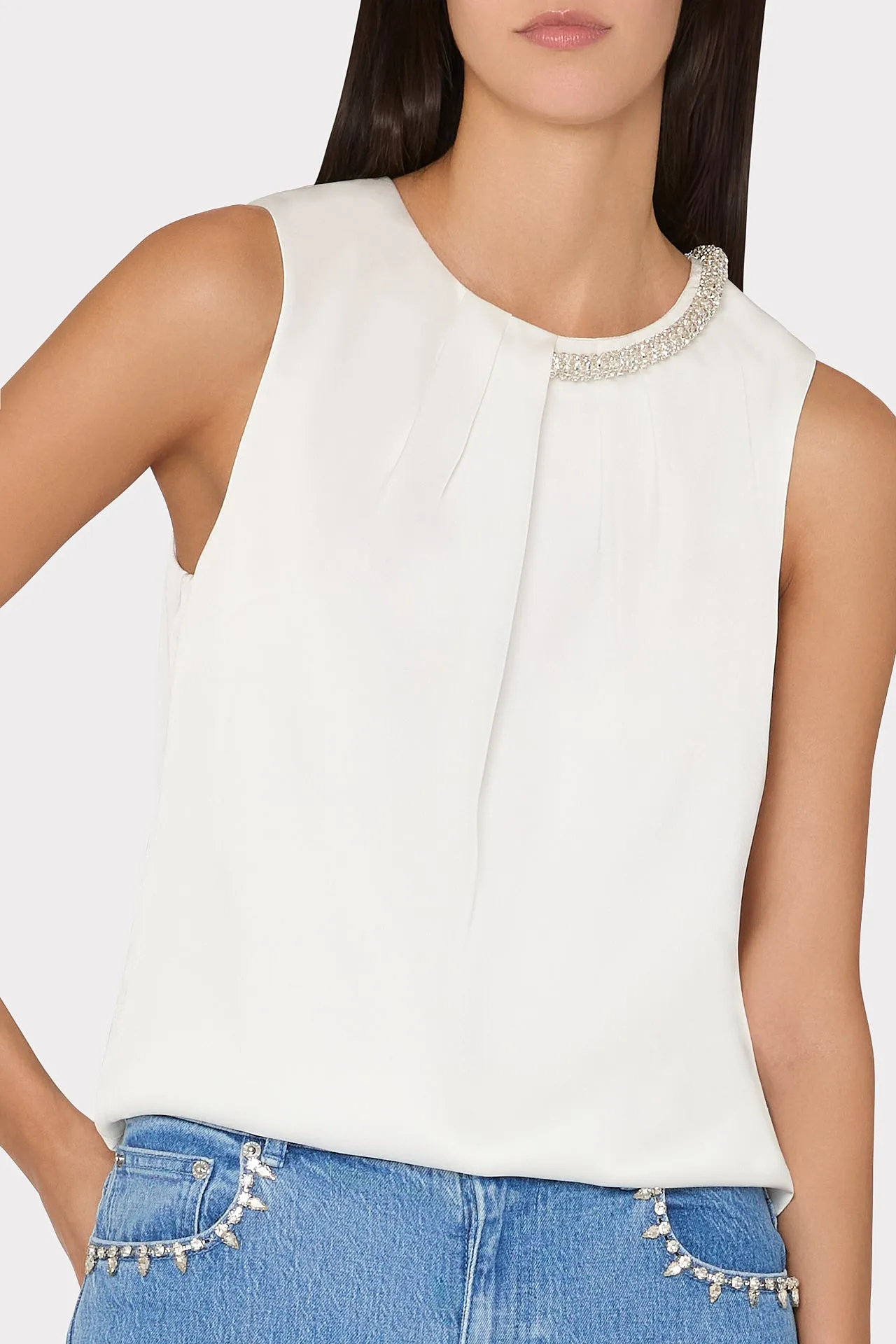 Lily Satin Crystal Embellished Top sold by Milly product image thumbnail 3