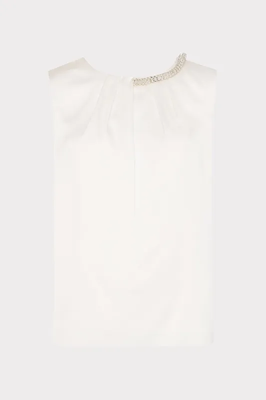 Lily Satin Crystal Embellished Top sold by Milly