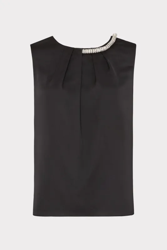 Lily Satin Crystal Embellished Top sold by Milly