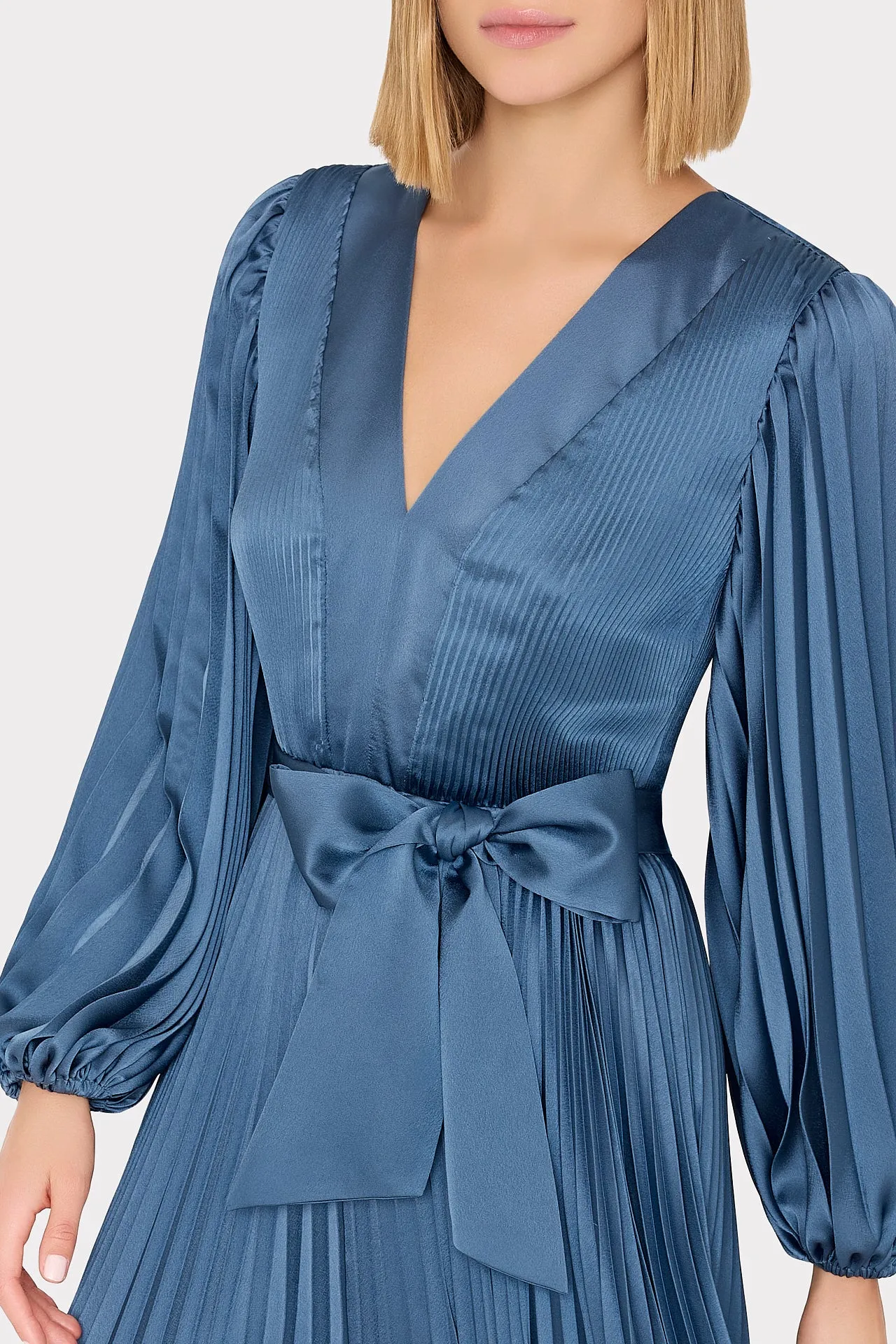 Nadie Pleated Satin Maxi Dress sold by Milly product image thumbnail 3