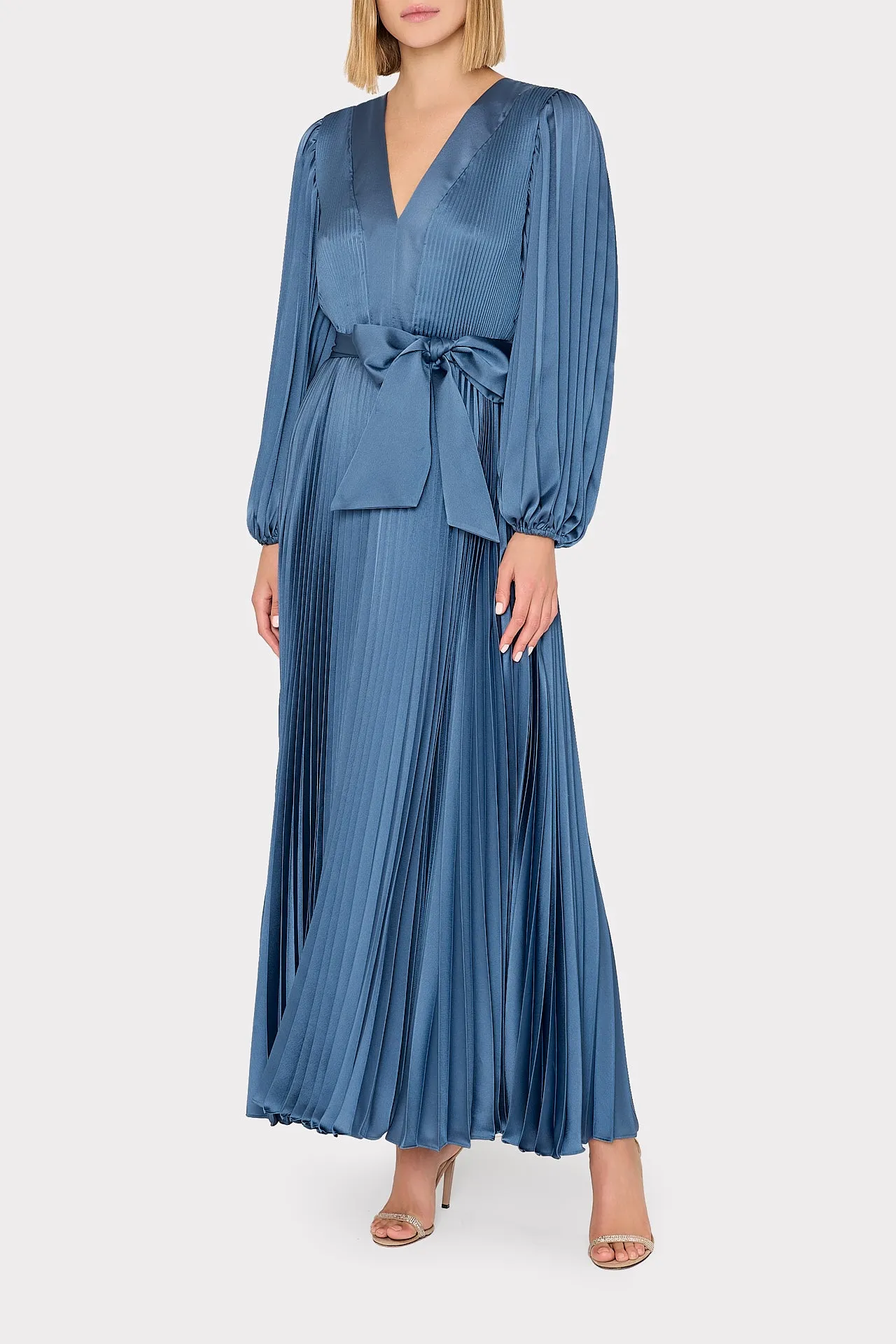 Nadie Pleated Satin Maxi Dress sold by Milly product image thumbnail 2
