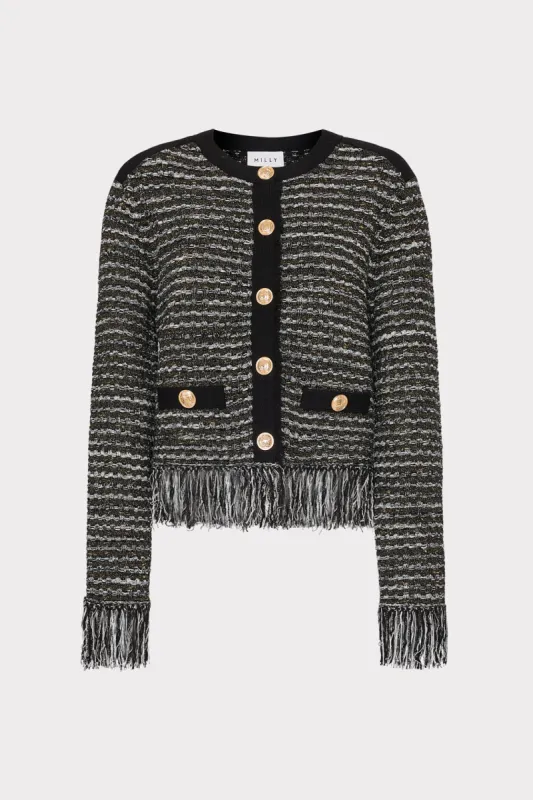 Metallic Textured Fringe Cardigan sold by Milly