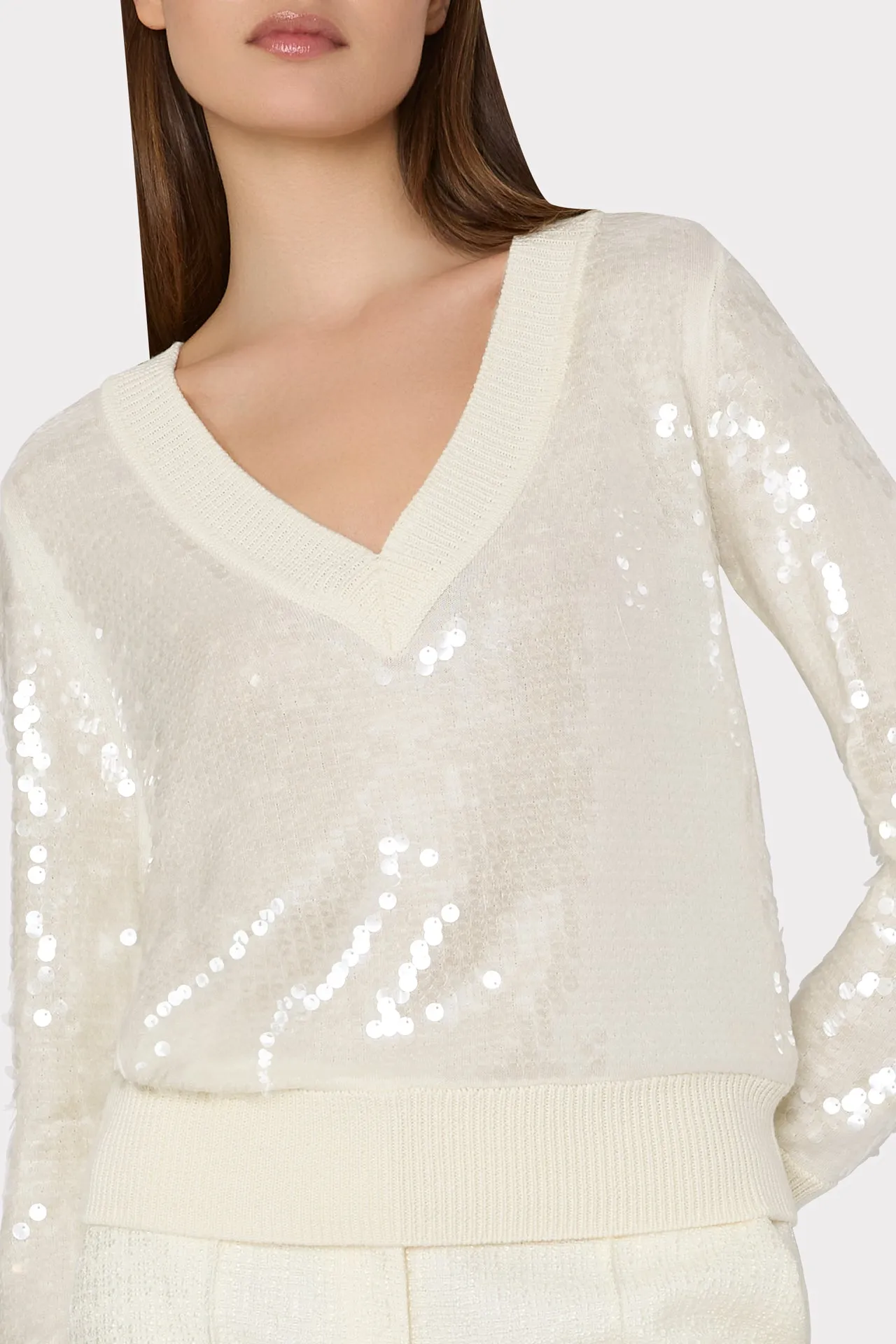 Ilaria Sequin V-Neck Sweater sold by Milly product image thumbnail 3