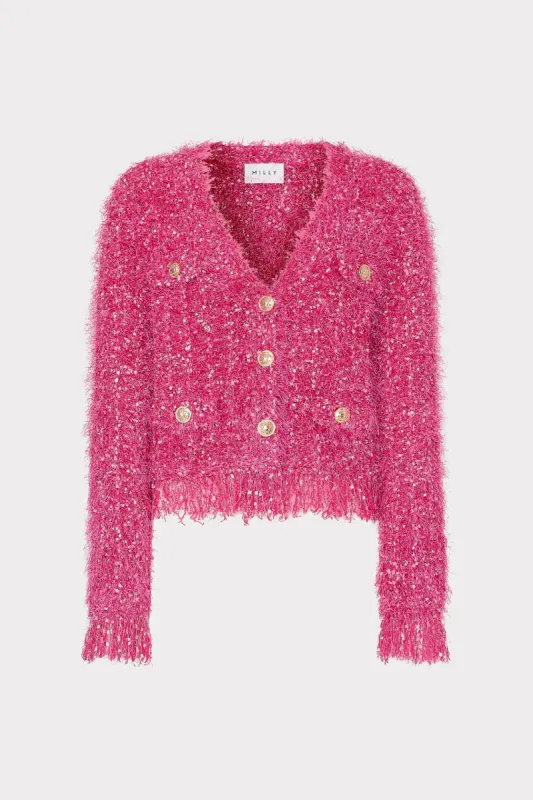 Textured Fringe Cardigan sold by Milly