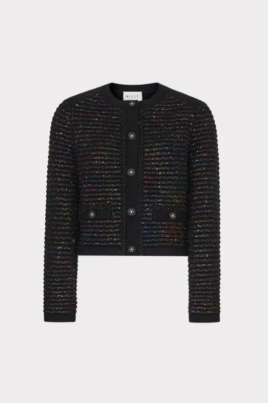 Sequin Textured Cardigan made by Milly
