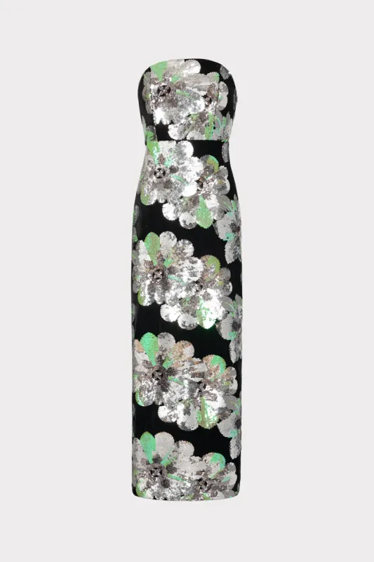 Orion Velvet Floral Sequins Dress sold by Milly