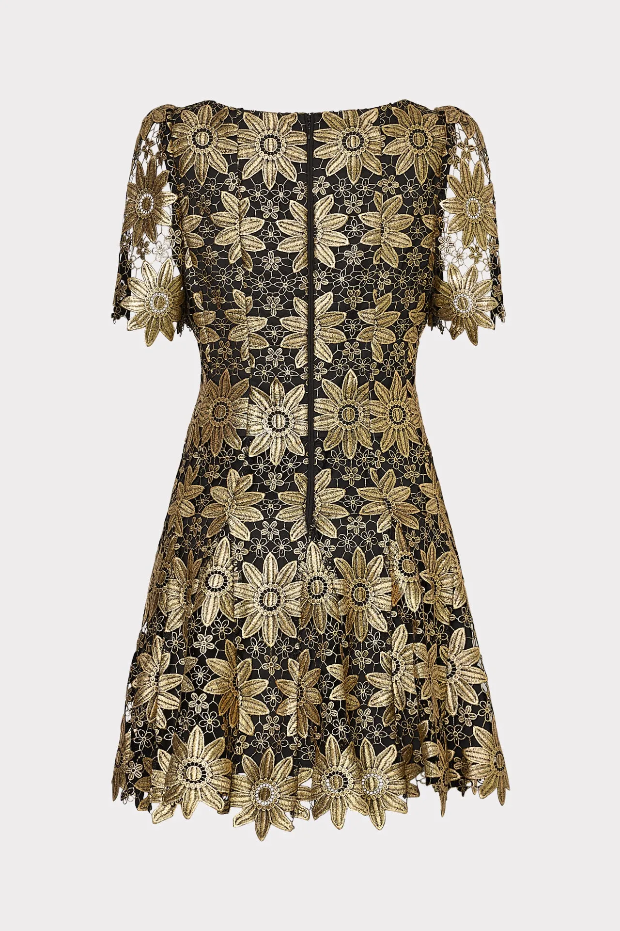 Ilisa Gold Lace Godet Mini Dress sold by Milly product image thumbnail 5