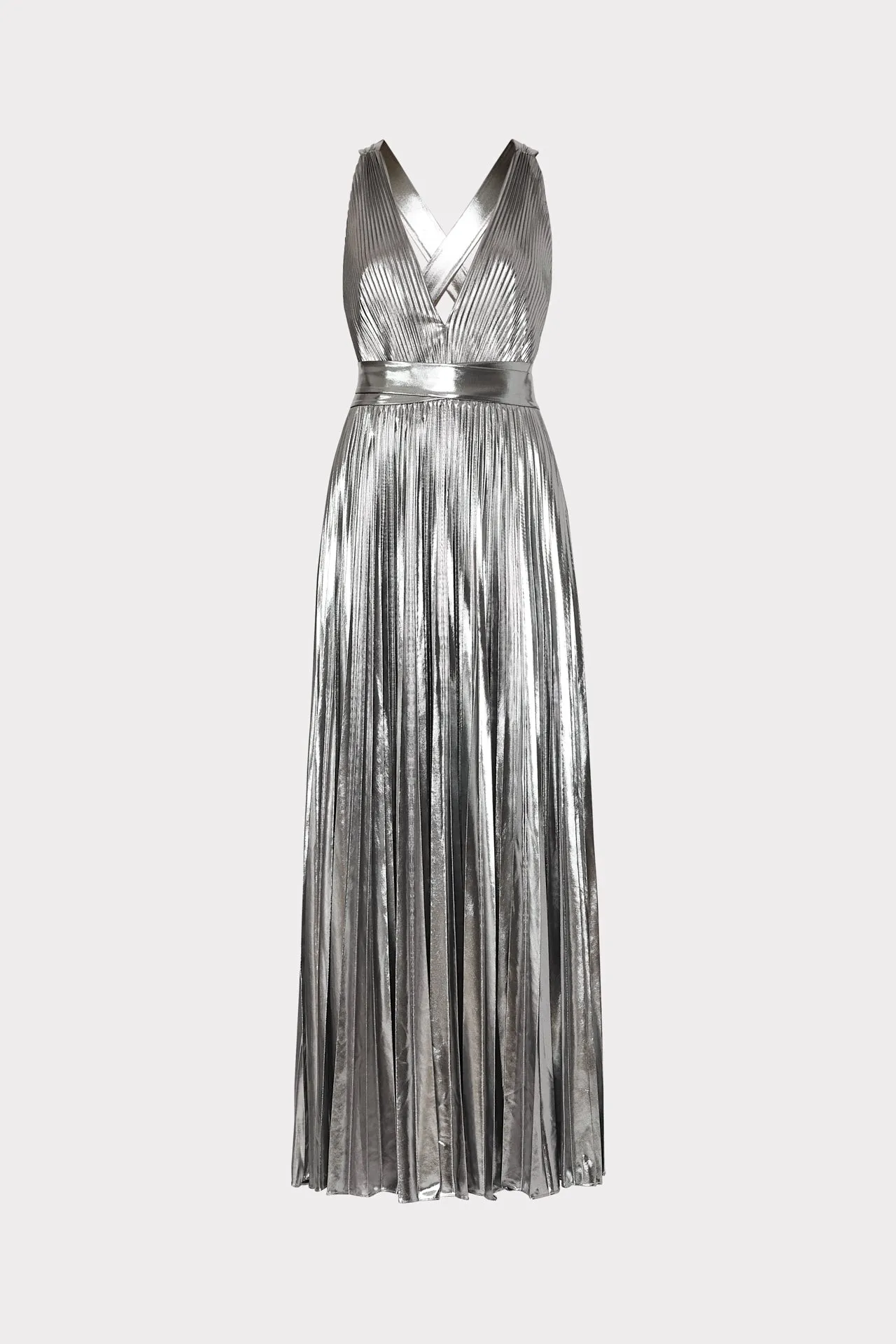 Oria Pleated Lamé Dress sold by Milly