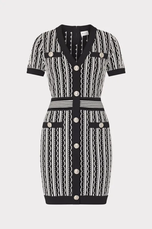 Scallop Textured V-Neck Knit Mini Dress sold by Milly