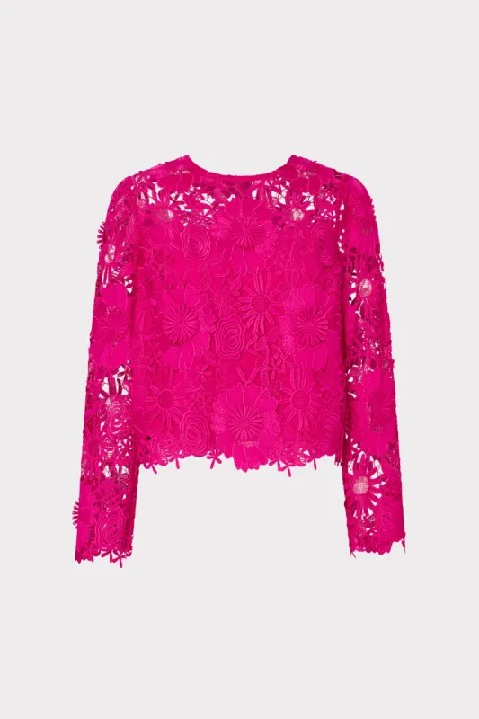 Nori Long Sleeve Lace Top sold by Milly