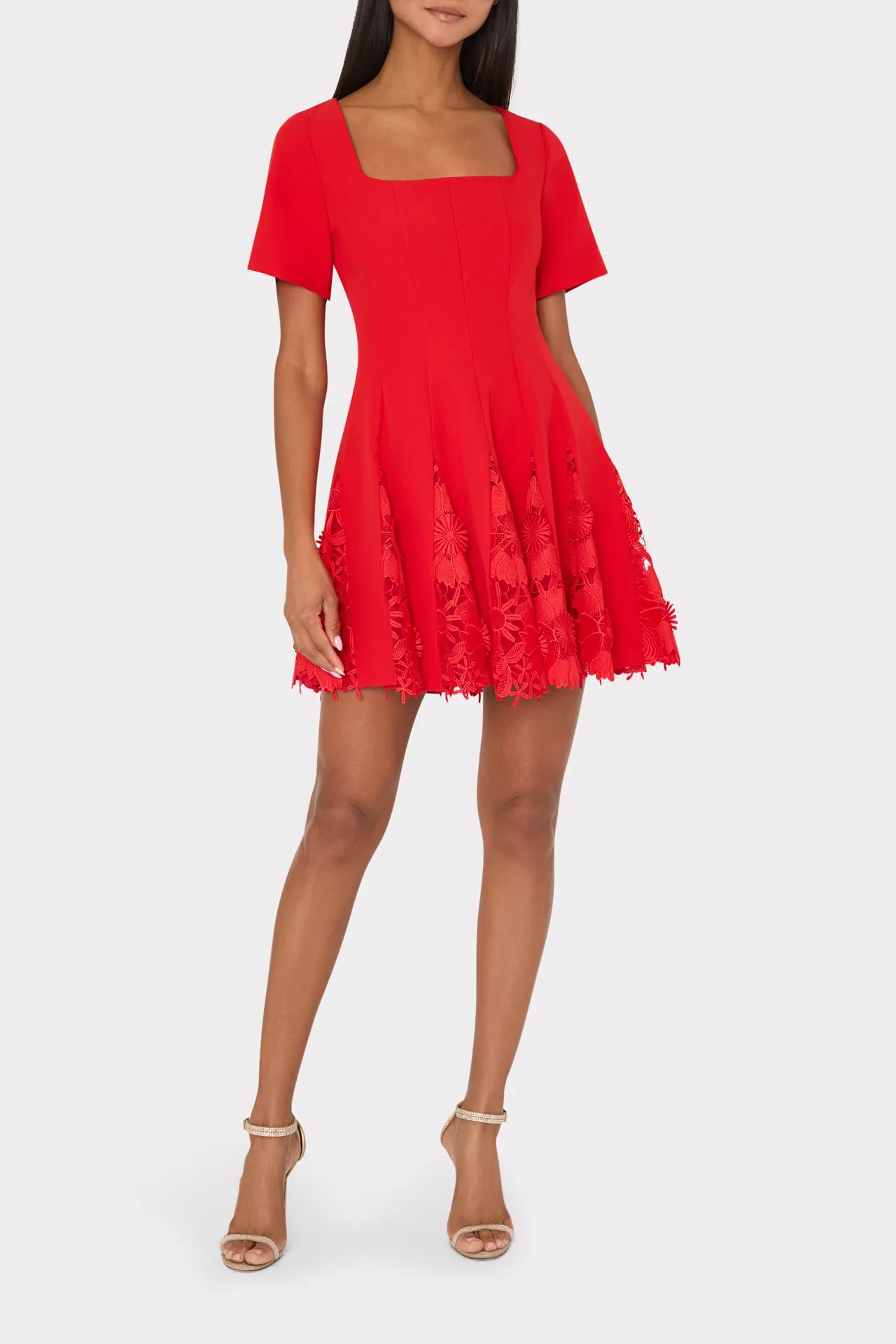 Joy Lace Combo Mini Godet Dress sold by Milly product image thumbnail 2