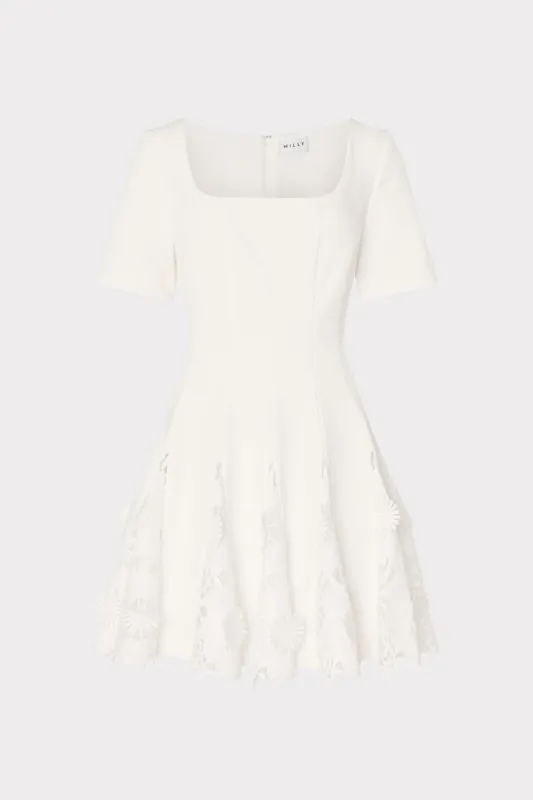 Joy Lace Combo Mini Godet Dress sold by Milly