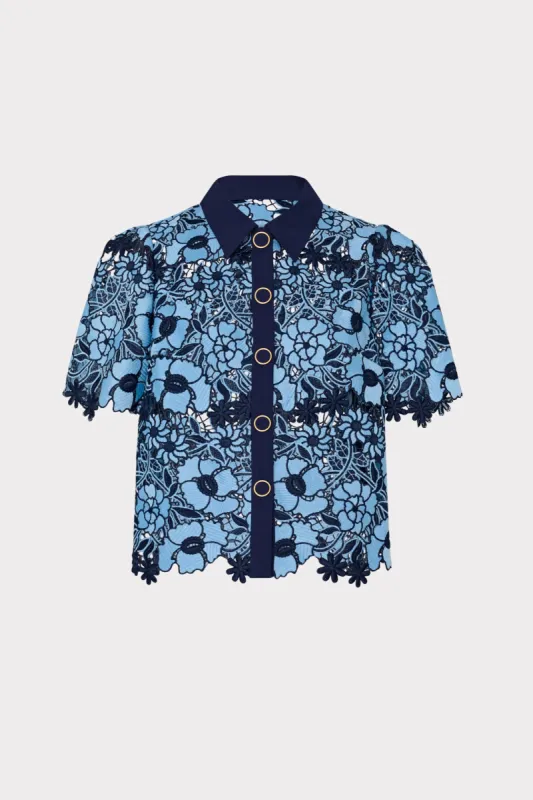 Addison Two Tone Floral Lace Top sold by Milly