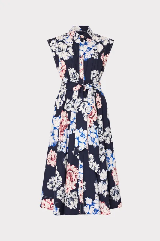 Jules Printed Poplin Midi Dress sold by Milly
