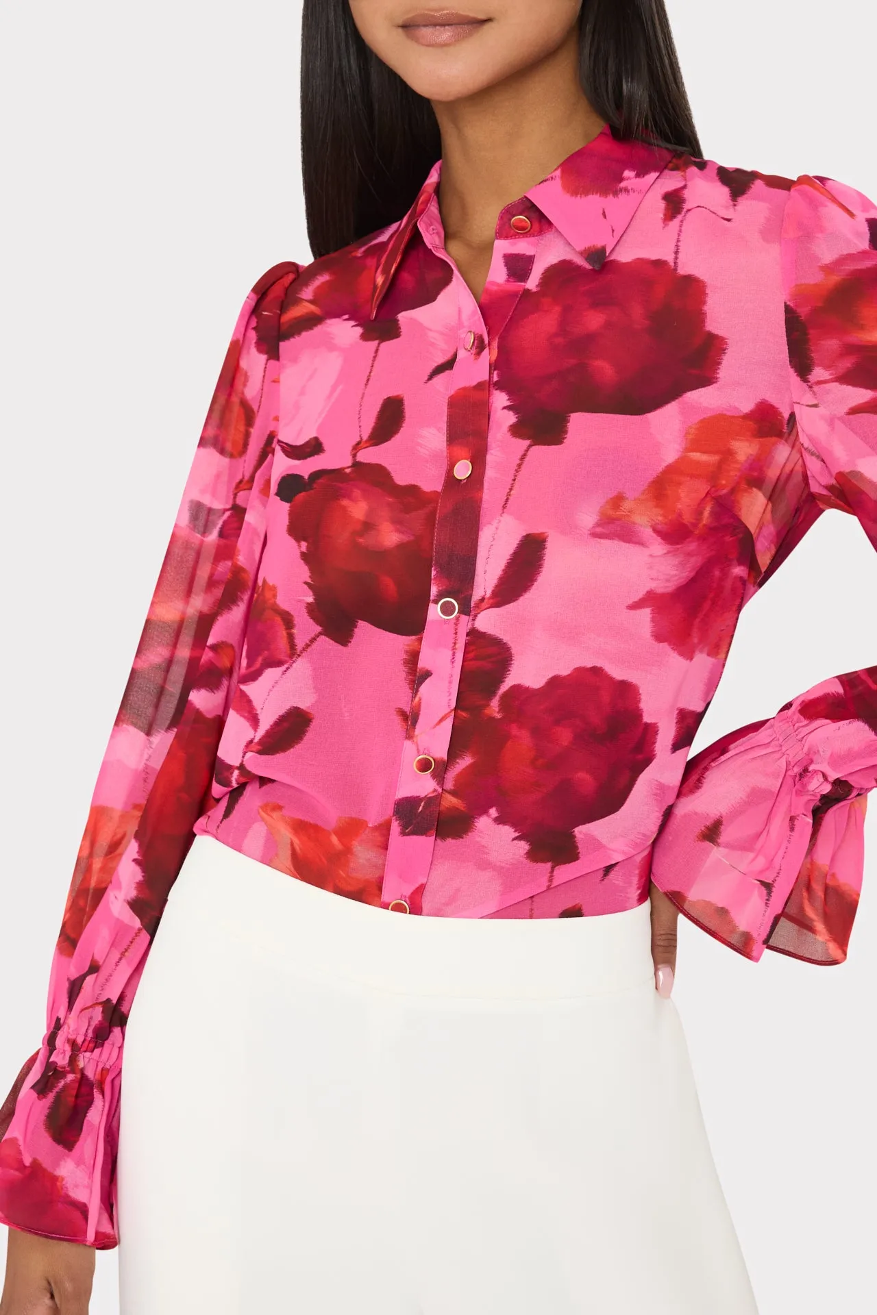 Lacey Blurred Blossom Printed Blouse sold by Milly product image thumbnail 3