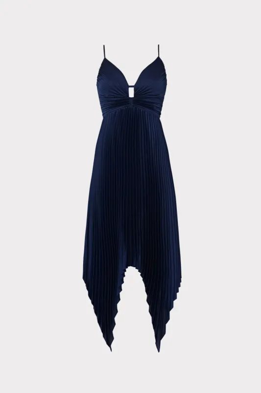 Joanna Pleated Satin Dress sold by Milly