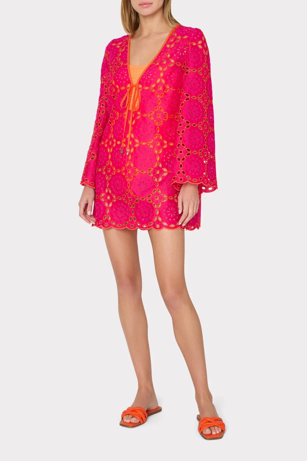 Viara Two Tone Geo Eyelet Cover-Up Dress sold by Milly product image thumbnail 2