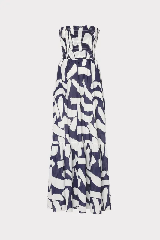 Olen Graphic Brushstroke Strapless Maxi Dress sold by Milly