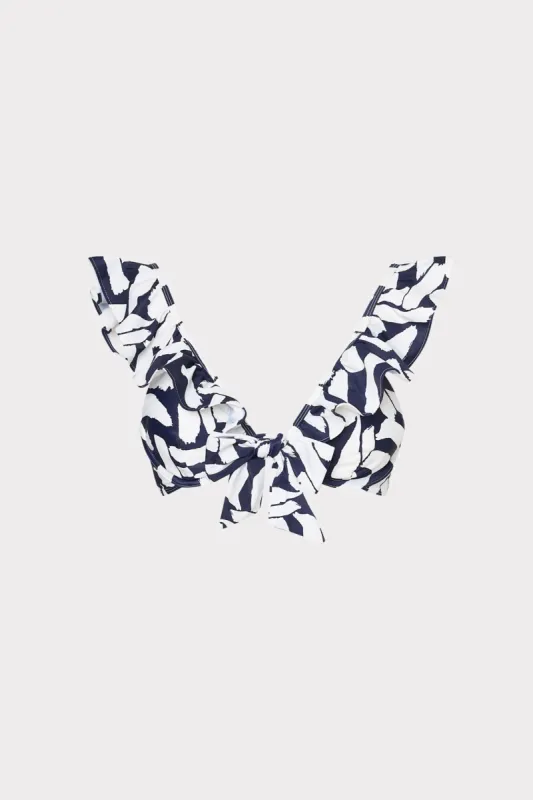Italian Graphic Brushstroke Ruffle Bikini Top sold by Milly
