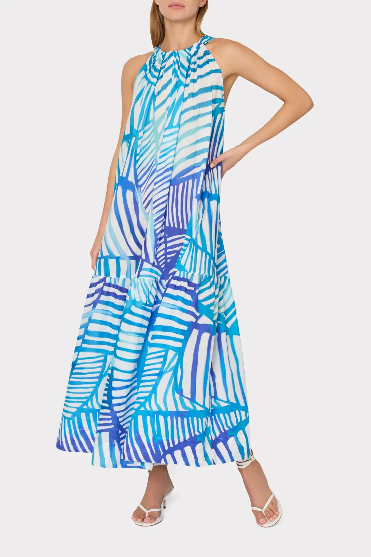 Abstract Blue Tropics Maxi Cover-Up Dress sold by Milly product image thumbnail 2