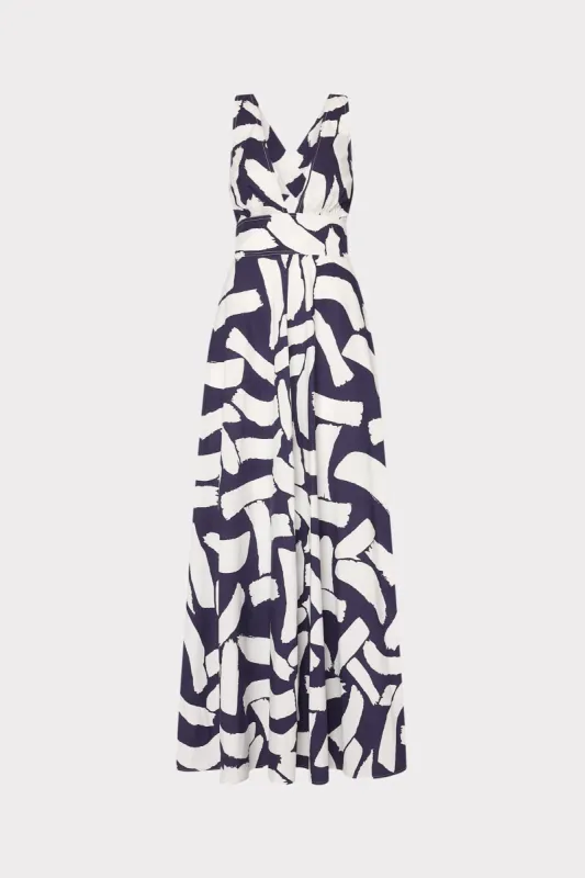 Catarina Graphic Brushstroke Maxi Dress sold by Milly