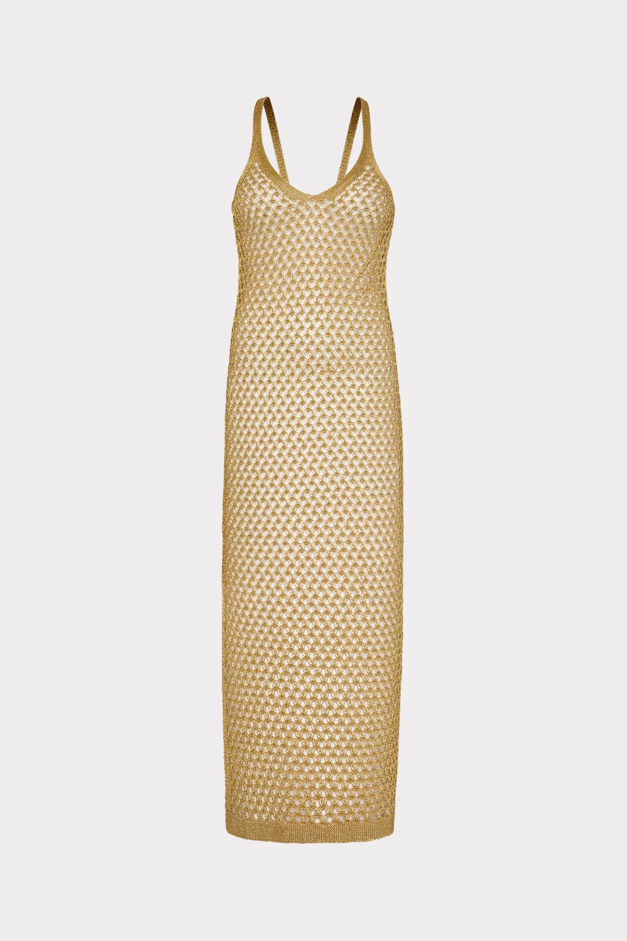 Metallic Mesh V Neck Midi Cover-Up Dress sold by Milly