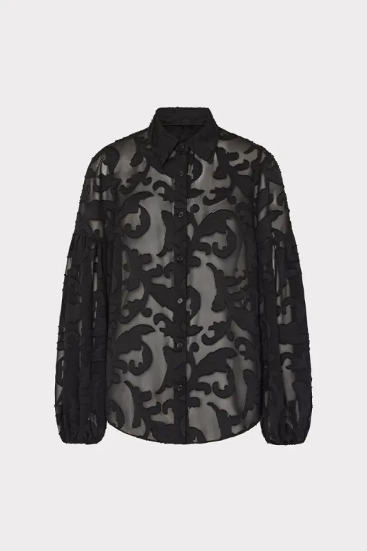 Scroll Burnout Button Up Top sold by Milly