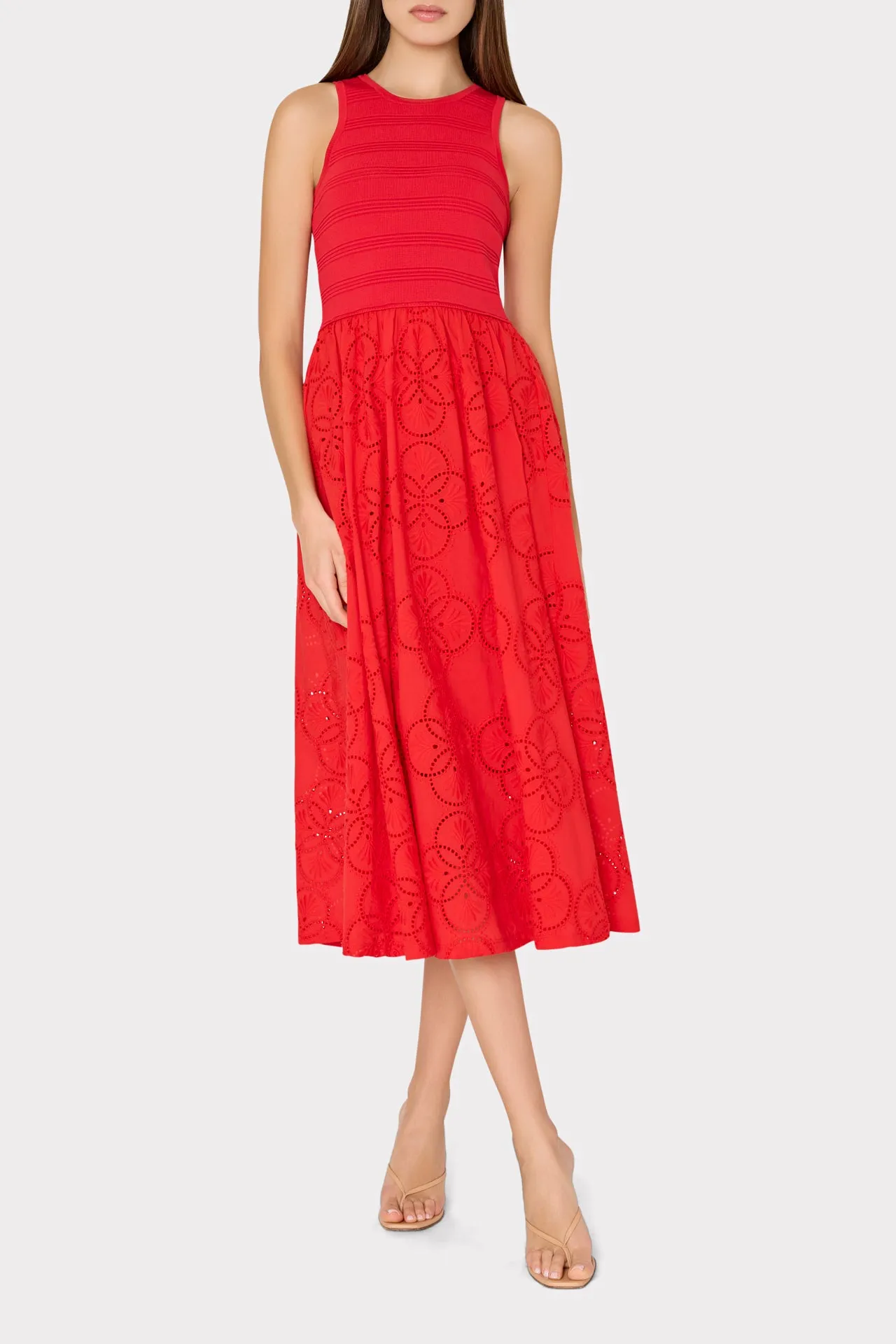 Geo Eyelet Knit Combo Midi Dress sold by Milly product image thumbnail 2