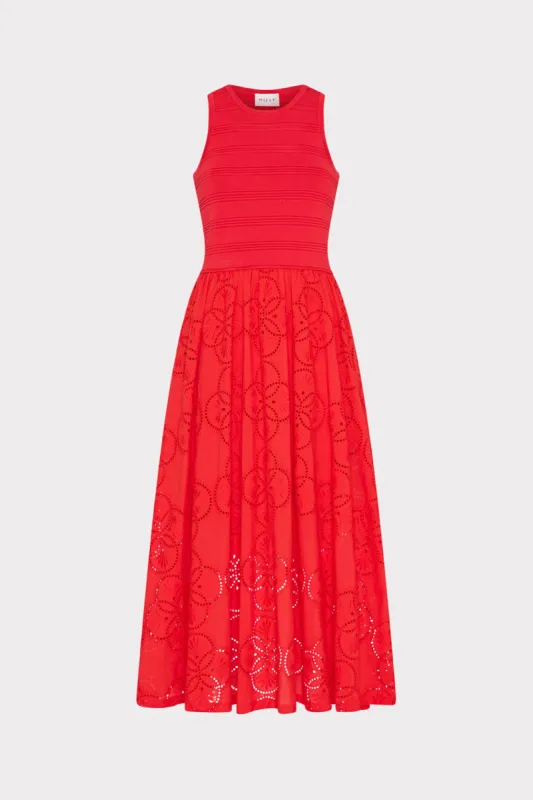 Geo Eyelet Knit Combo Midi Dress sold by Milly