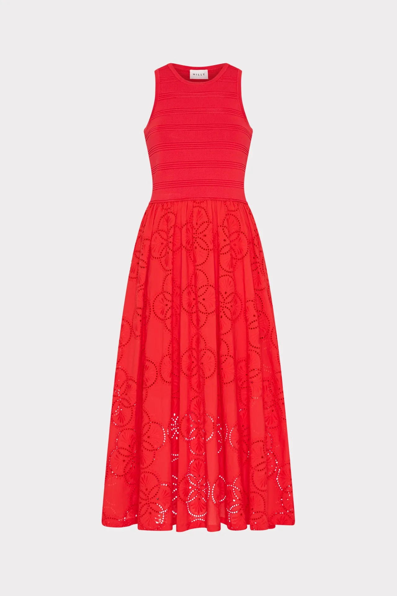 Geo Eyelet Knit Combo Midi Dress sold by Milly