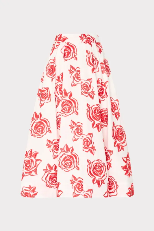 Juliet Rose Embroidery Midi Skirt sold by Milly