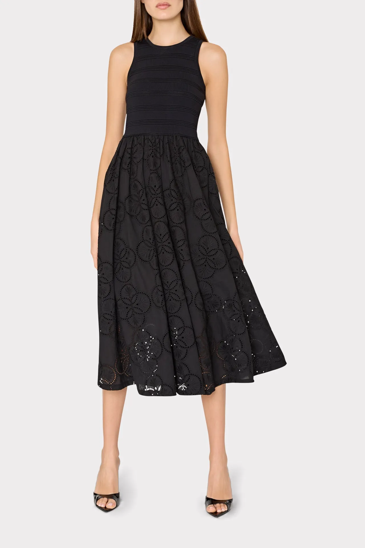 Geo Eyelet Knit Combo Midi Dress sold by Milly product image thumbnail 2