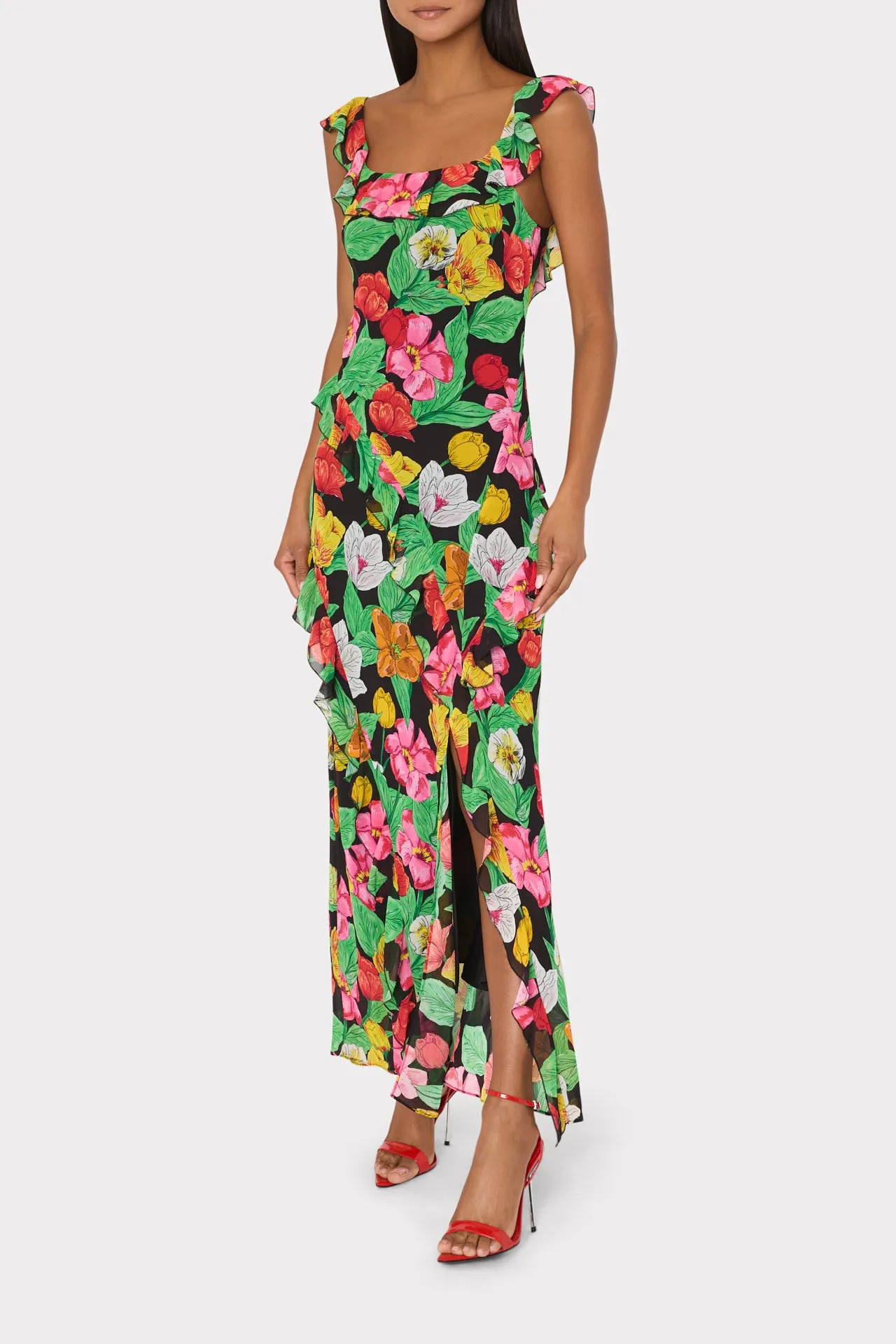 Tulip Rosette Ruffle Maxi Dress sold by Milly product image thumbnail 2