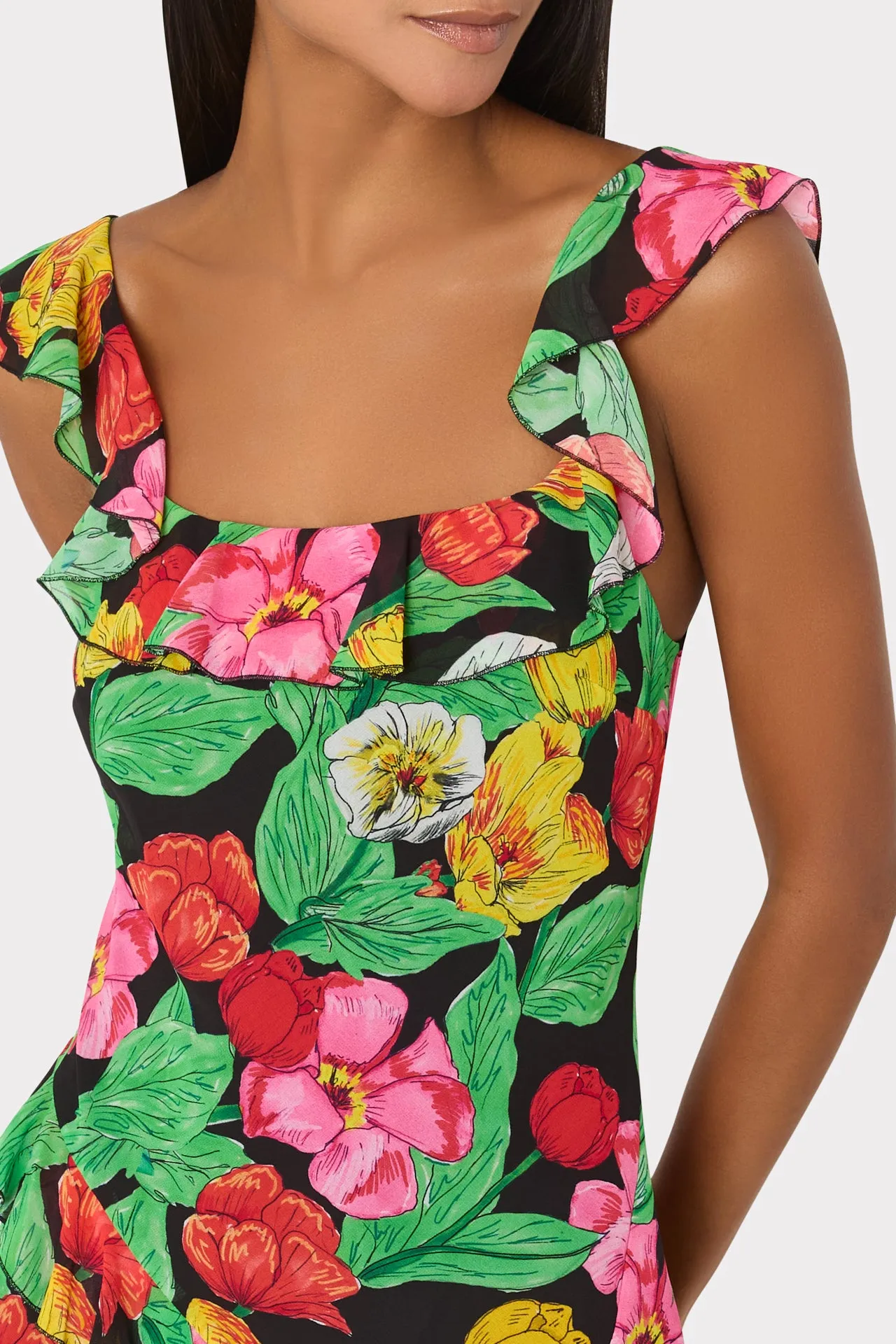 Tulip Rosette Ruffle Maxi Dress sold by Milly product image thumbnail 3