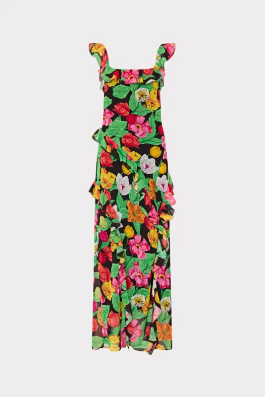 Tulip Rosette Ruffle Maxi Dress made by Milly