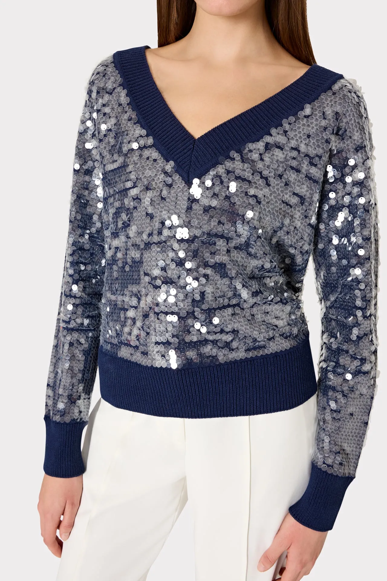 Ilaria Sequin V-Neck Sweater sold by Milly product image thumbnail 3