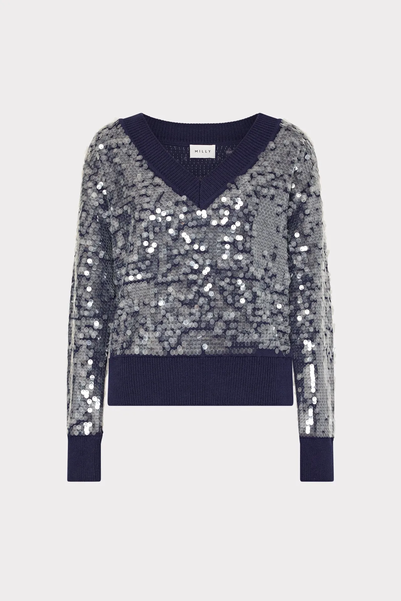 Ilaria Sequin V-Neck Sweater sold by Milly