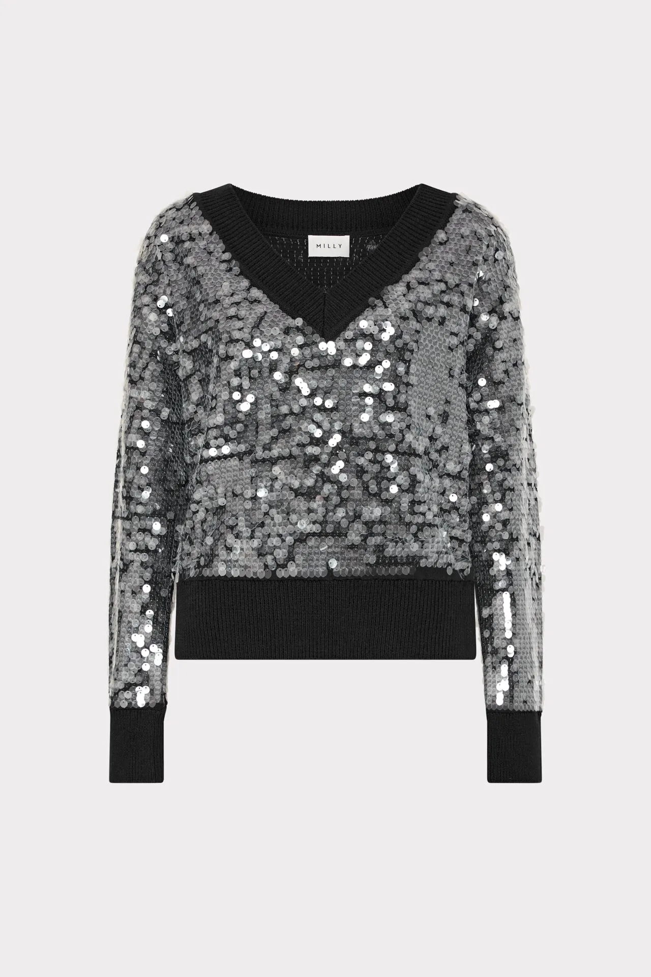 Ilaria Sequin V-Neck Sweater sold by Milly