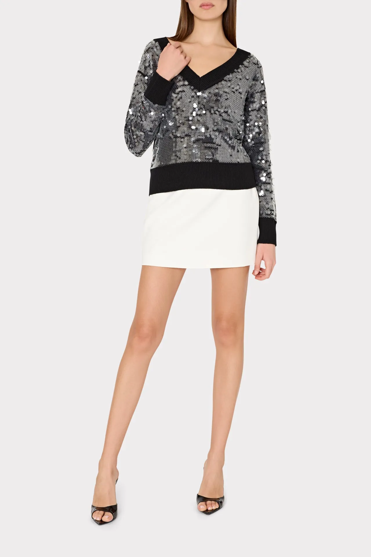 Ilaria Sequin V-Neck Sweater sold by Milly product image thumbnail 2