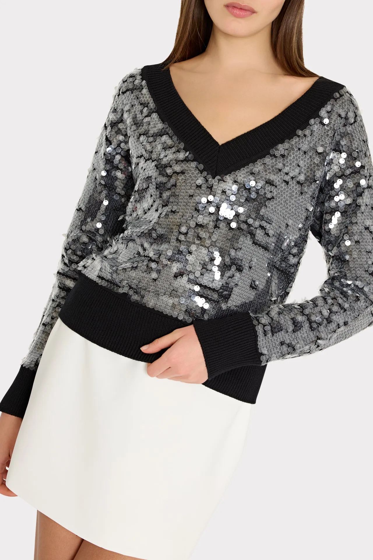 Ilaria Sequin V-Neck Sweater sold by Milly product image thumbnail 3