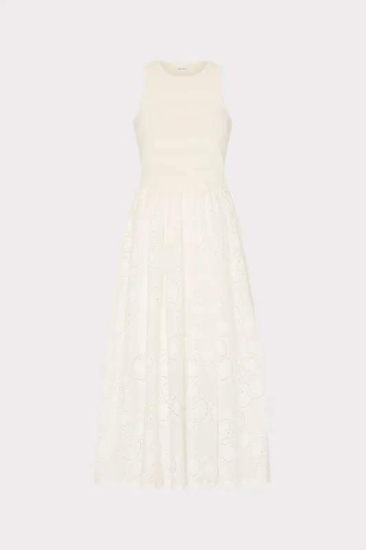 Geo Eyelet Knit Combo Midi Dress sold by Milly