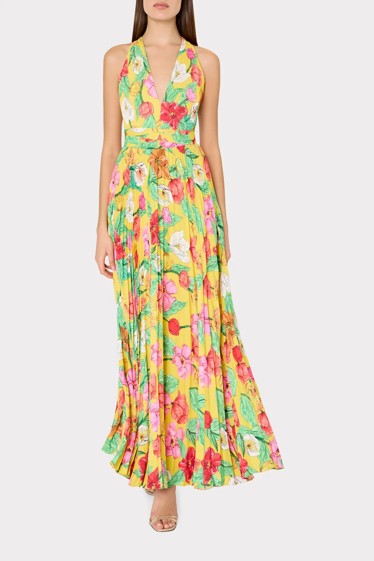 Oria Tulip Rosette Pleated Dress sold by Milly product image thumbnail 2